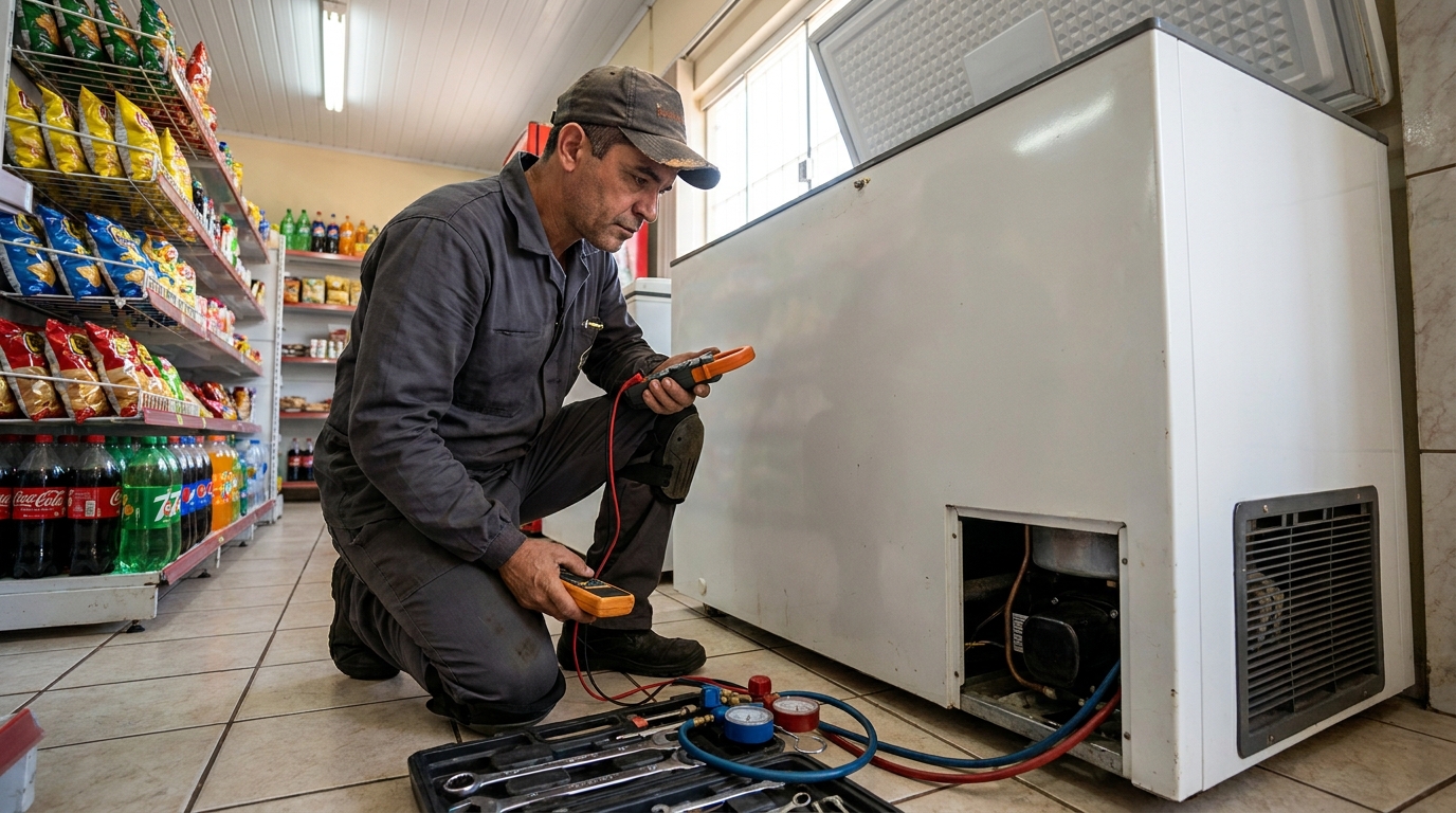 Reparo na placa eletrônica do freezer no Canadá, Contagem‑MG