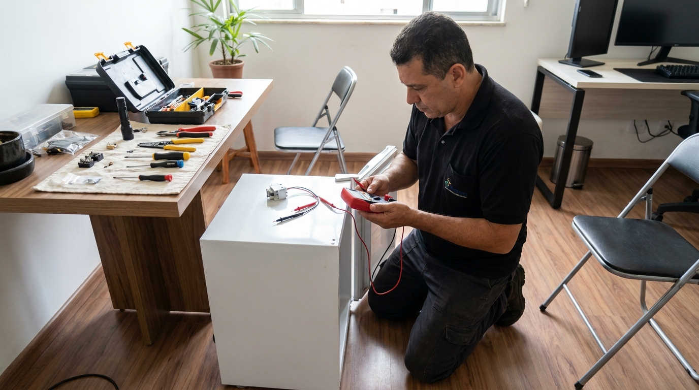 Reparo da placa eletrônica de frigobar no Arvoredo, Contagem‑MG