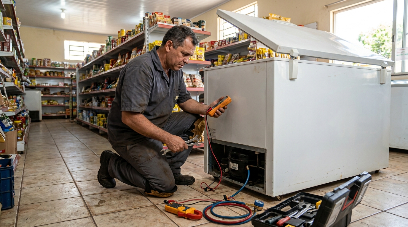 Substituição de termostato de freezer em visita técnica no Canadá, Contagem‑MG